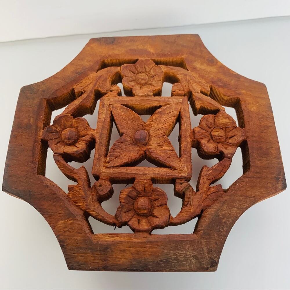 Carved Wood Footed Trivet